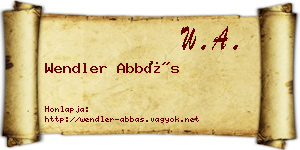 Wendler Abbás névjegykártya